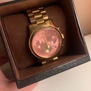 Michael Kors rose gold, pink face watch